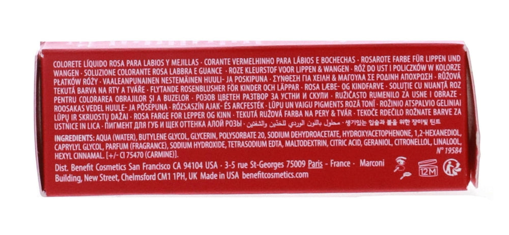Benefit Bene Tint packaging with compact dimensions for travel kits.