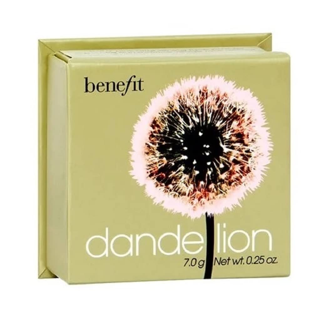 Benefit Dandelion finishing powder lightly dusted over the face for brightening depth.