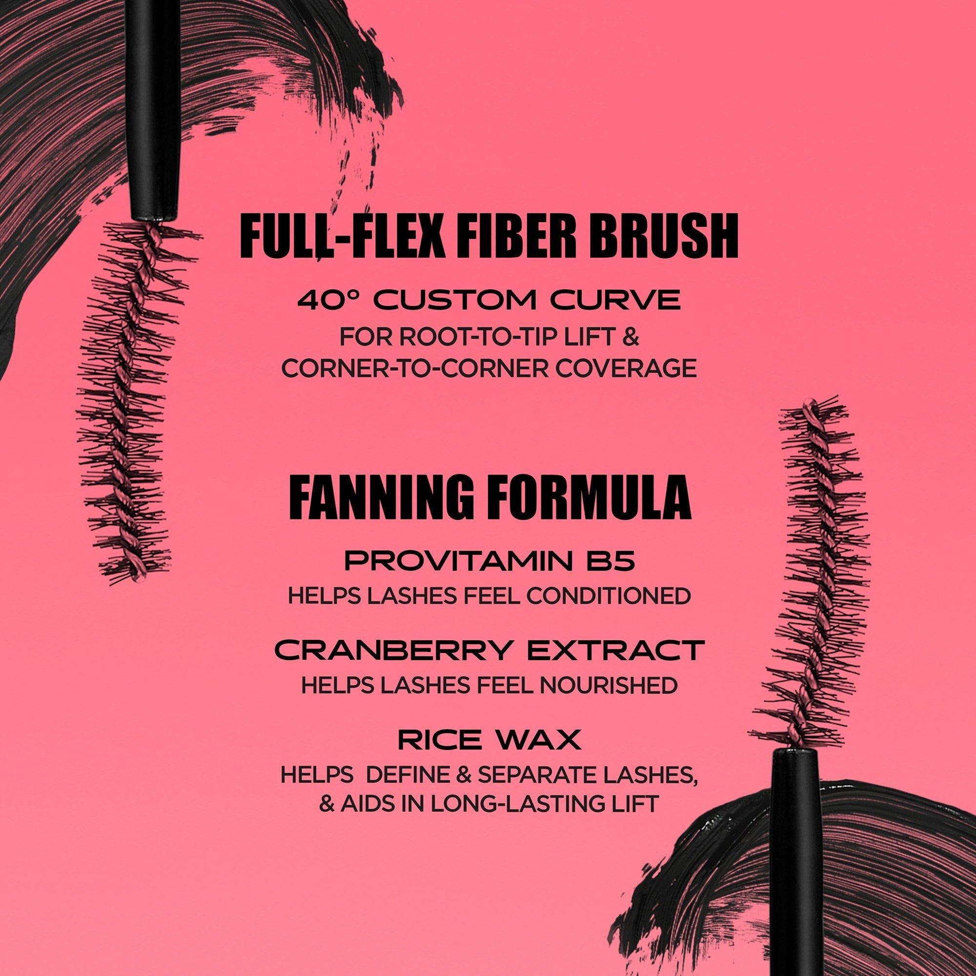 Benefit Fan Fest Mascara shows the 40-degree curve lifting lashes root to tip