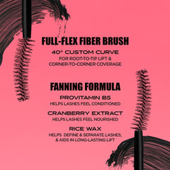 Benefit Fan Fest Mascara shows the 40-degree curve lifting lashes root to tip
