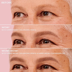 Benefit Gimme Brow+ swatches illustrating soft, everyday brow texture and color