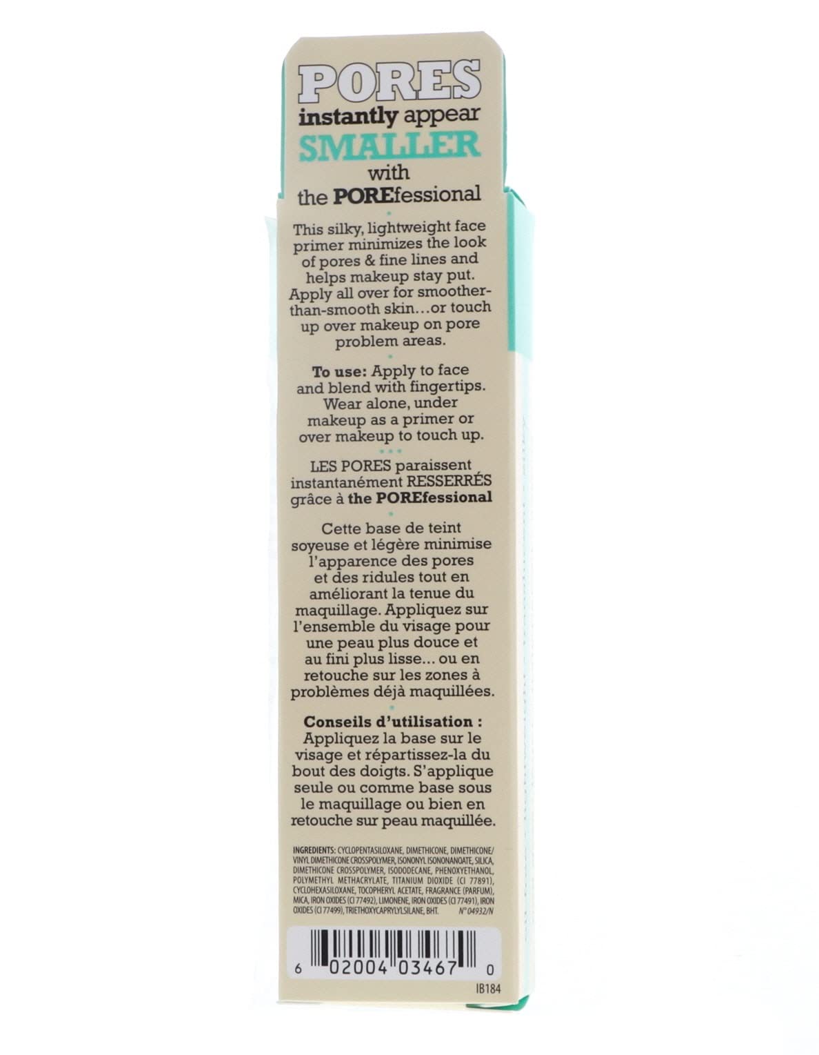 Smooth, velvety finish after applying Benefit Porefessional primer.