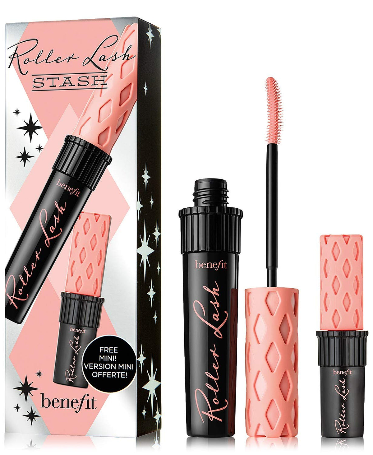 Benefit Roller Lash bottle displaying full-size mascara for lift and definition