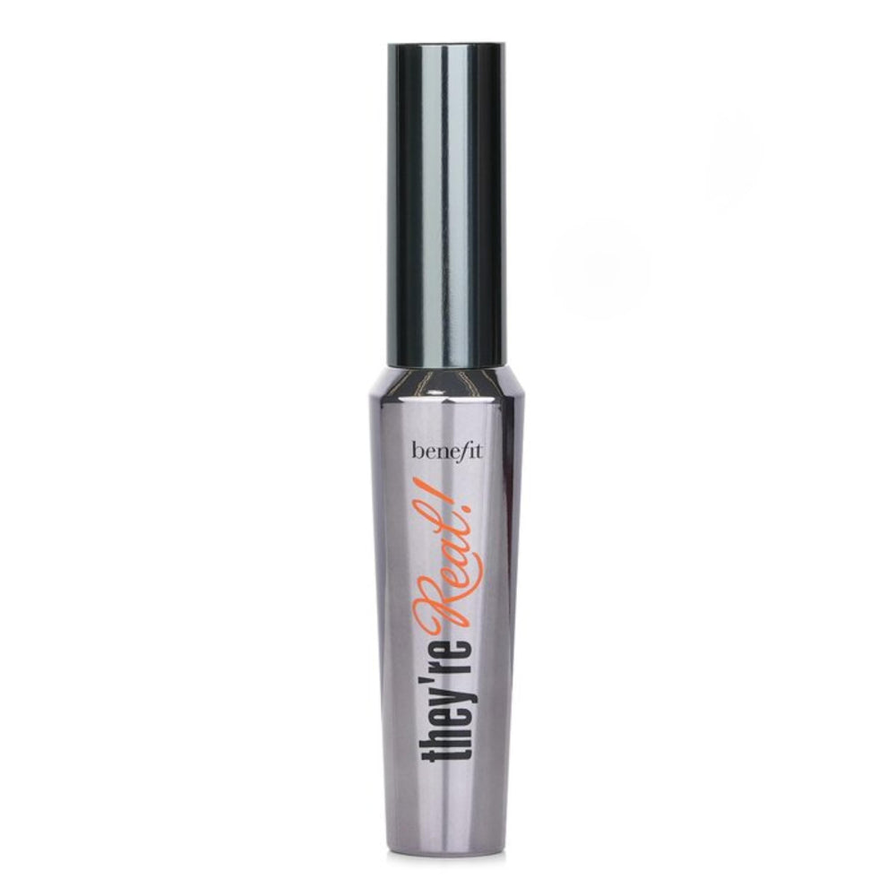 Benefit Theyre Real Mascara daily-use closeup highlights easy-grab brush and comfortable wear