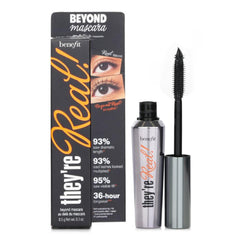 Benefit Theyre Real Mascara closeup demonstrates transfer-resistant formula for smudge-free wear