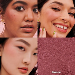 Moone swirl texture highlights silky-soft powder for easy blending.