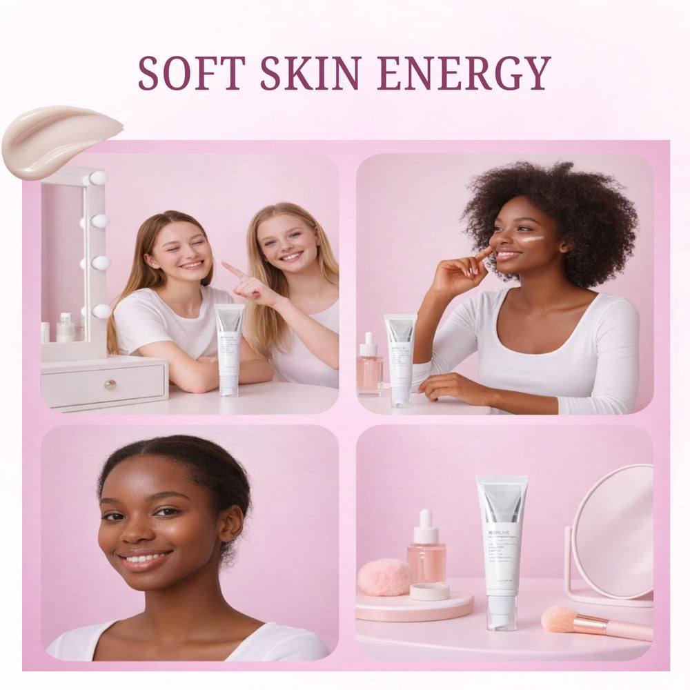 Night routine scene with Benetus Rebiome Brightening Blur Cream suggesting daily use