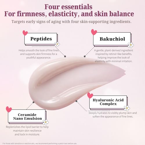 Peptides and bakuchiol illustration highlights Benetus Rebiome's gentle firming potential