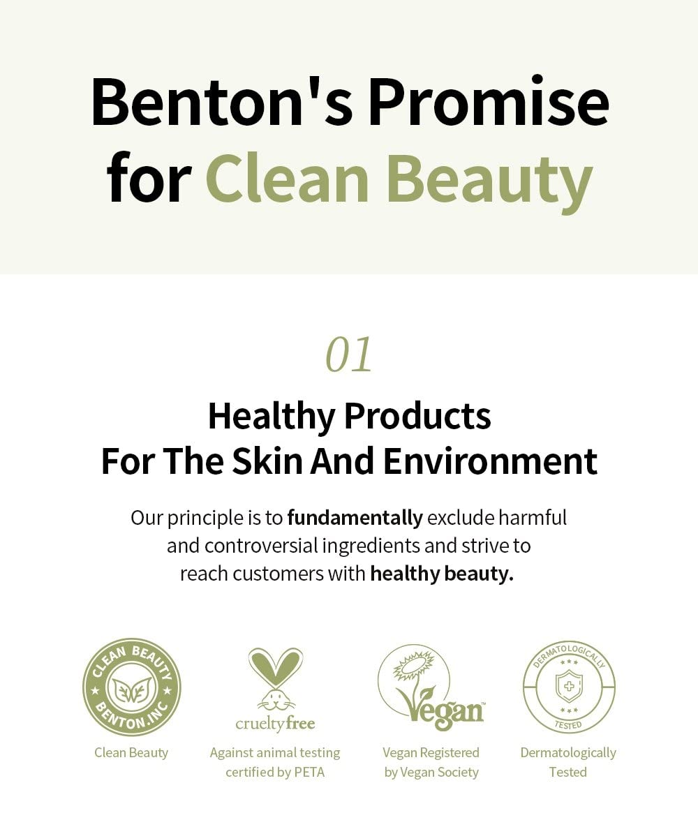Niacinamide component highlighted for brightening and even tone with Benton cream.