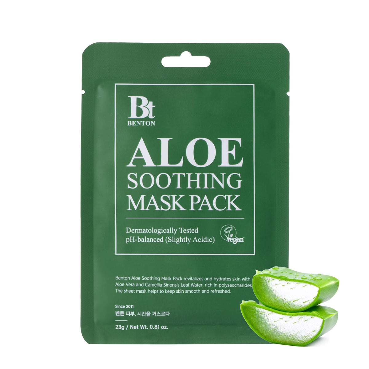 BENTON Aloe Soothing Mask Pack box front for daily hydration and cooling