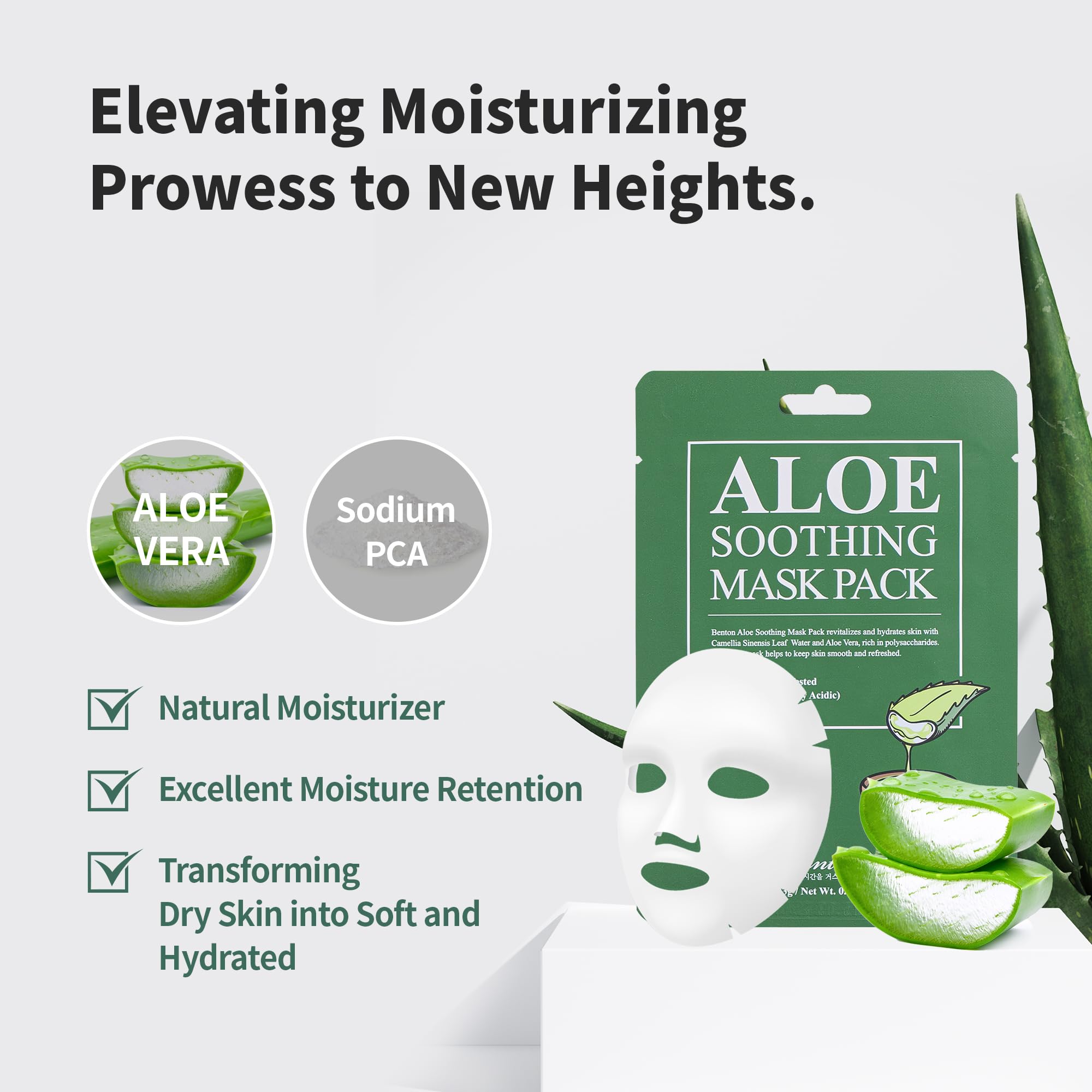 BENTON Aloe Soothing Mask Pack tencel sheet visual emphasizes hydration and comfort