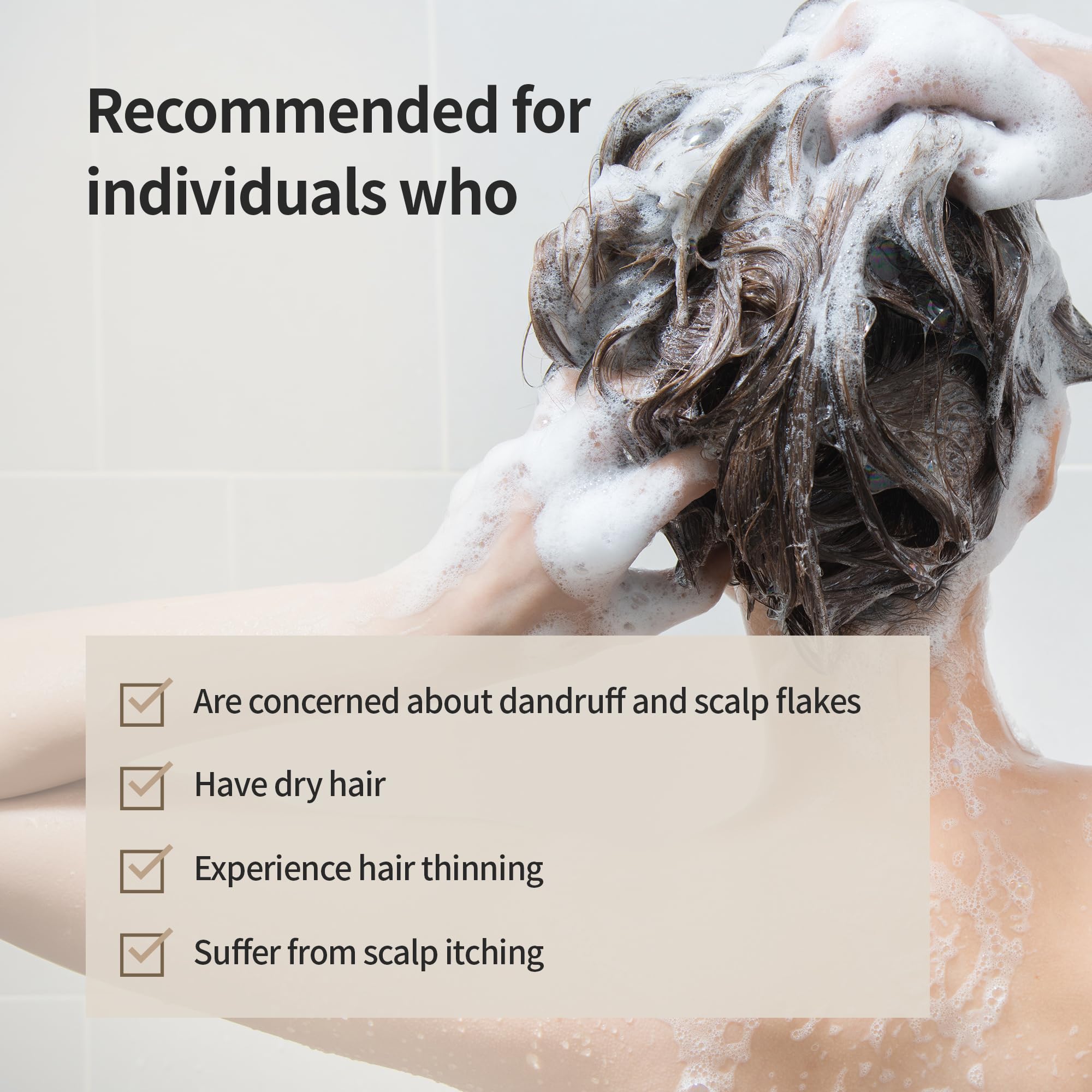BENTON Beer Yeast Shampoo daily use scene in shower setup for soothing cleanse.