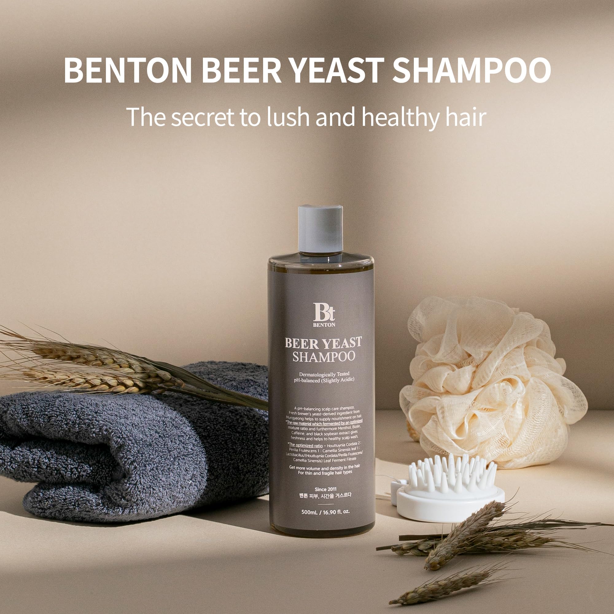 BENTON Beer Yeast Shampoo foamy lather for gentle cleansing and wash comfort.