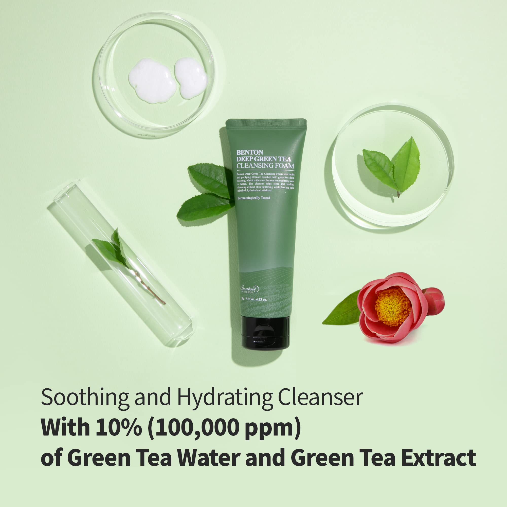 Green tea water and camellia oil highlight natural hydration