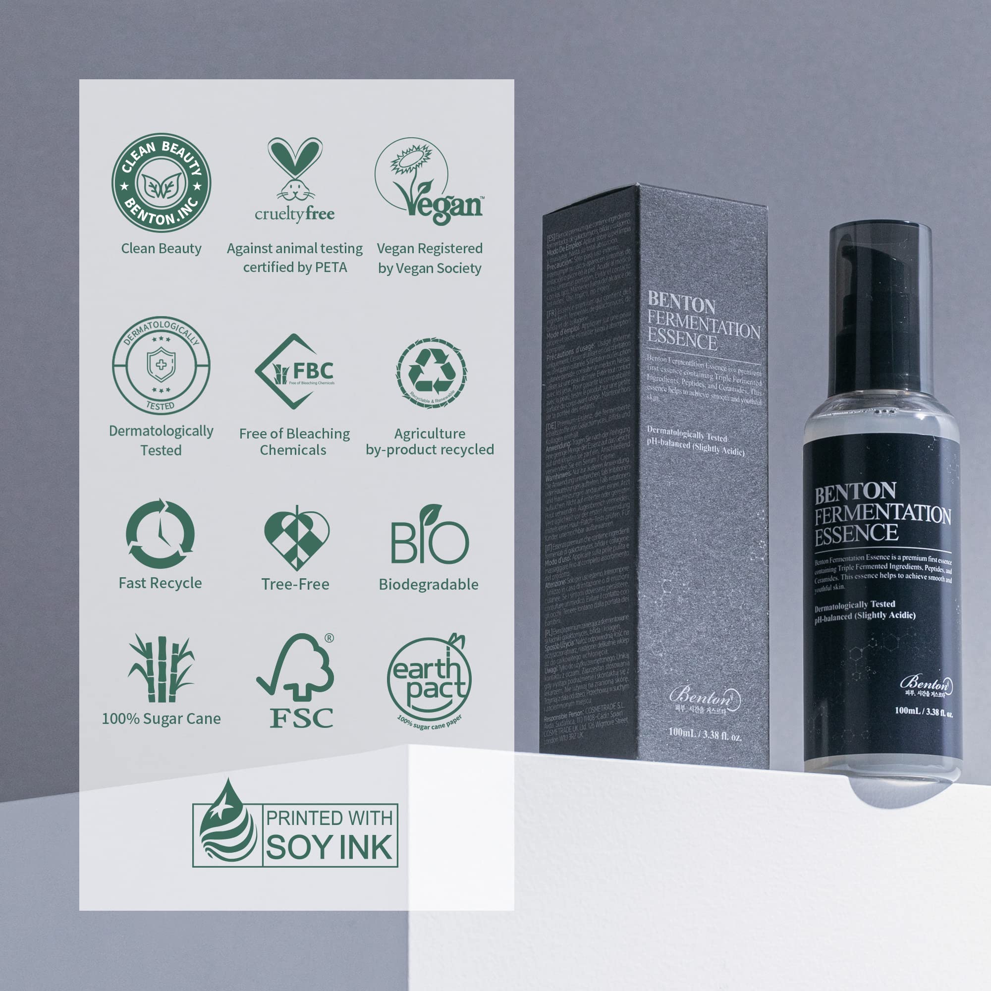 BENTON Fermentation Essence routine application demonstrates layering with next skincare steps.