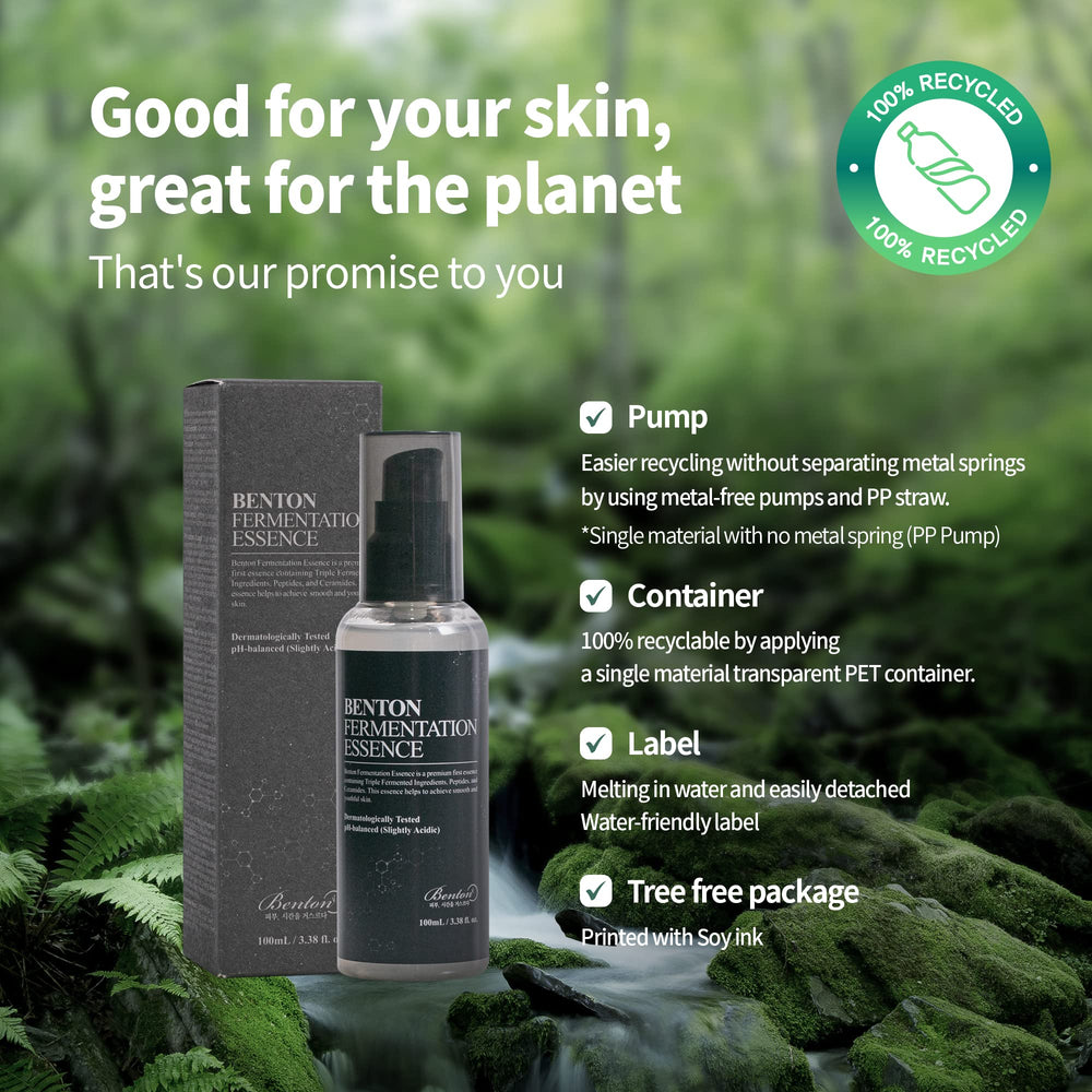 BENTON Fermentation Essence Galactomyces focus promotes radiant, balanced skin.