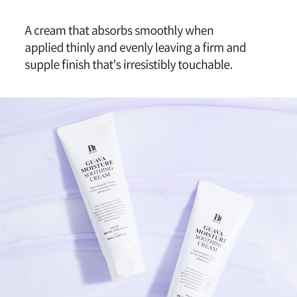 BENTON Guava Moisture Cream spread-on-hand demonstrates quick absorption.