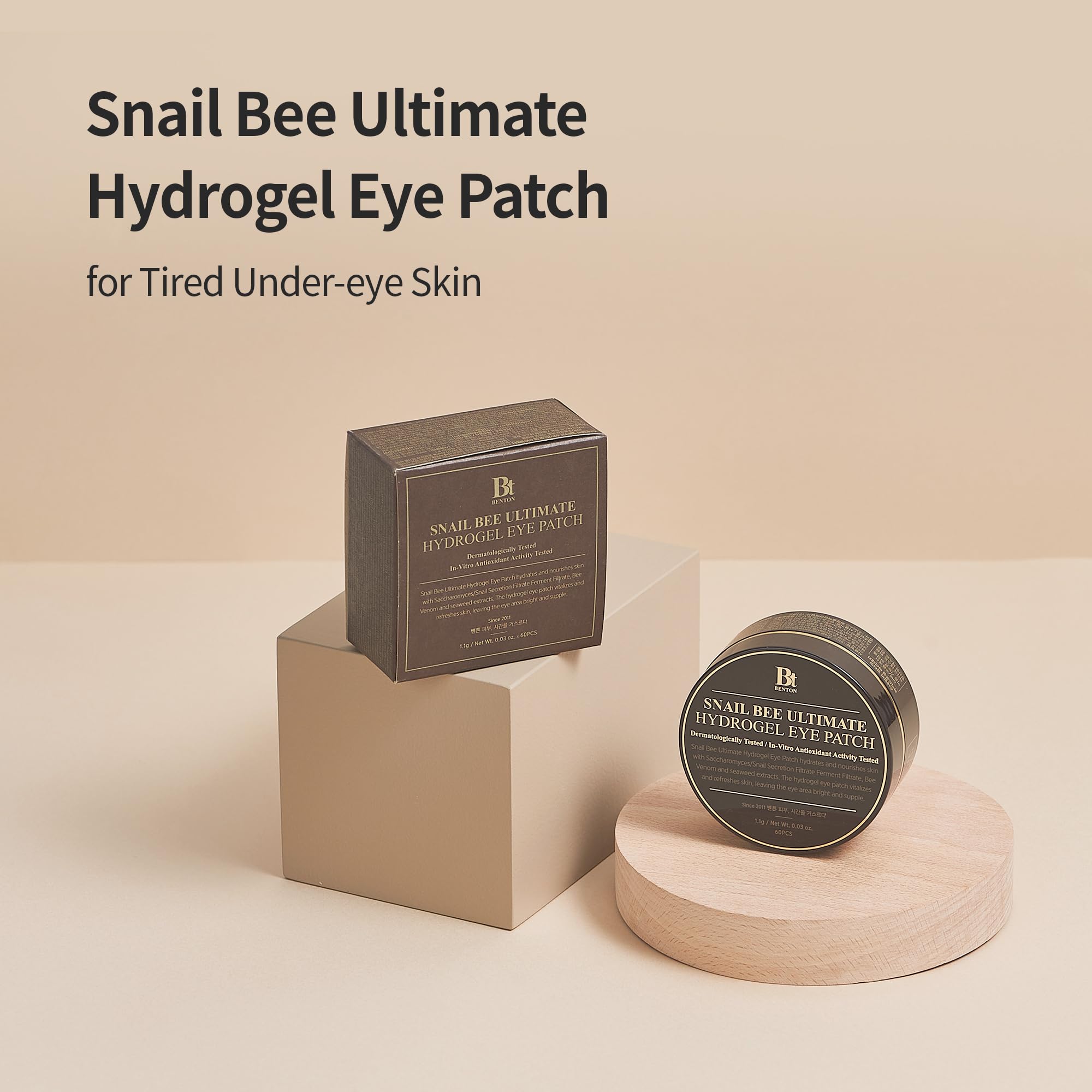 BENTON Snail Bee Ultimate eye patch close-up shows hydrating gel texture