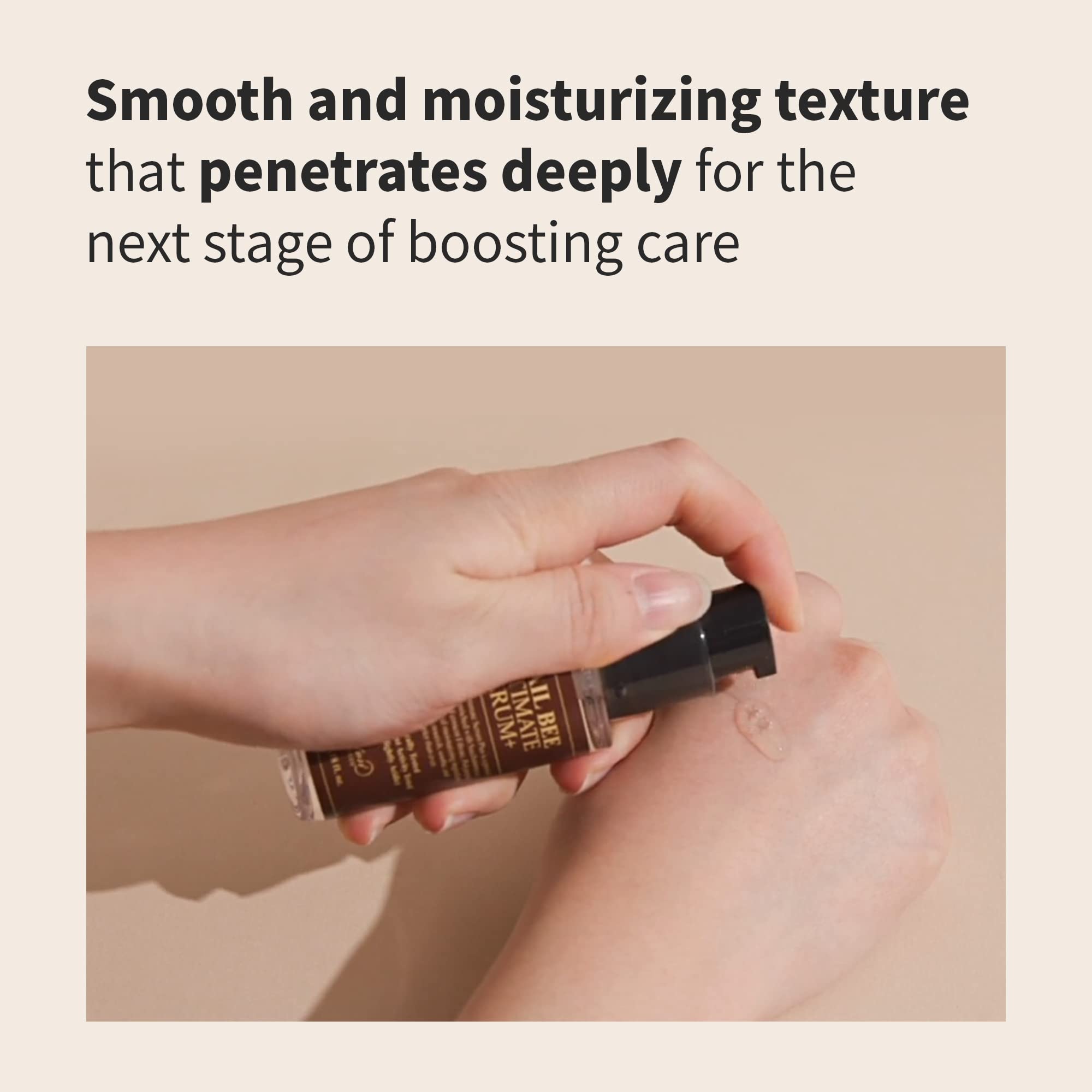 BENTON Snail Bee Ultimate Serum tube application on skin indicates soothing, nourishing action