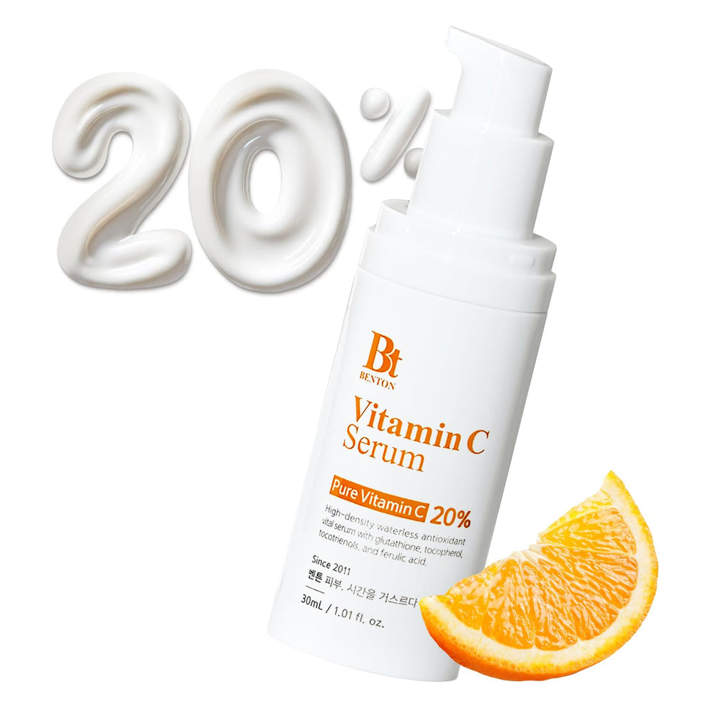 BENTON Vitamin C Serum, flacon airless préserve la vitamine C de l’oxydation.