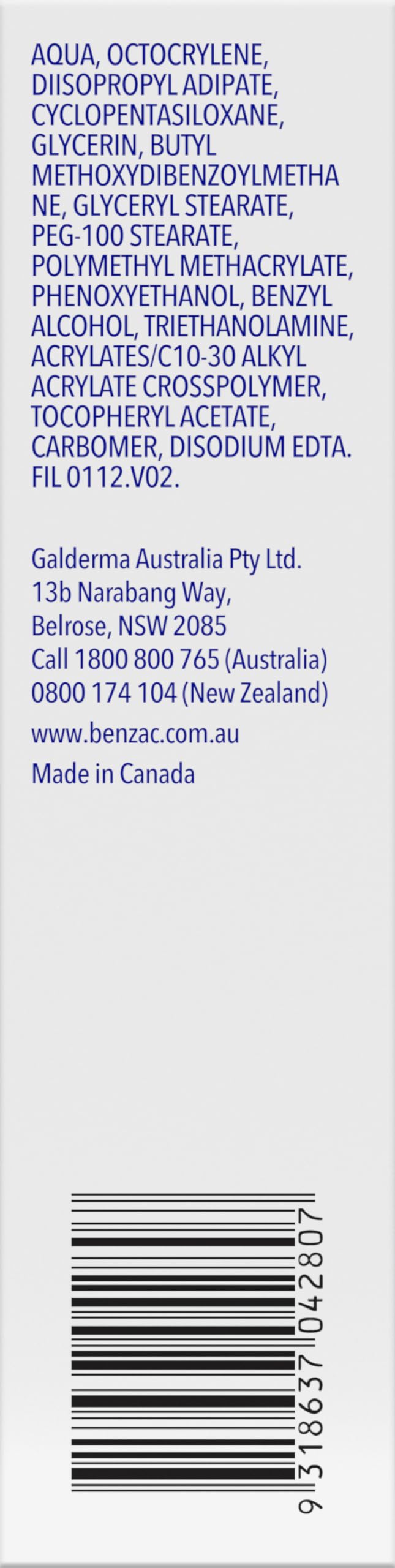 Benzac Daily Moisturiser after-application on skin showing smooth finish