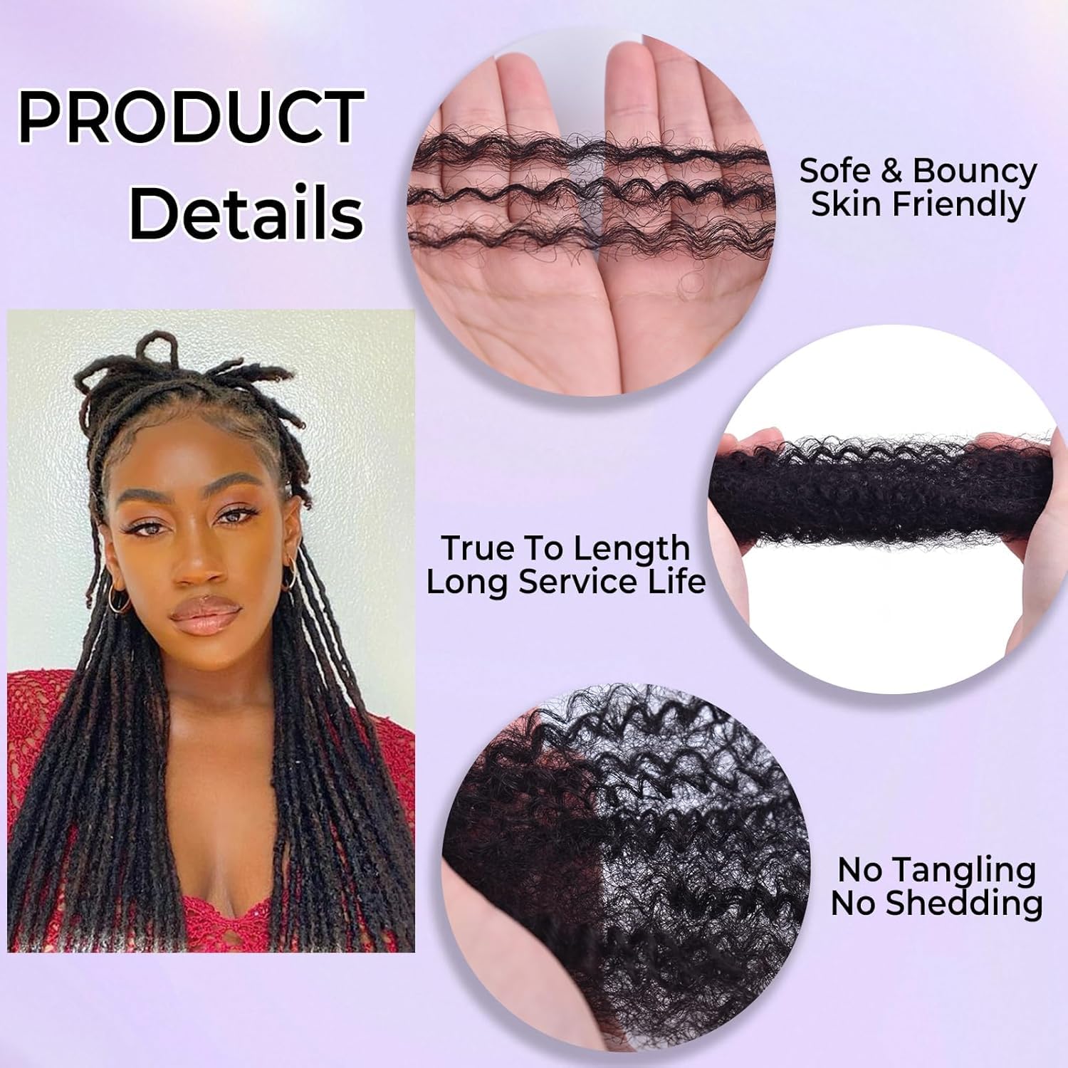 BEOTTI Afro Kinky Bulk Hair close-up for dread extensions and twists.