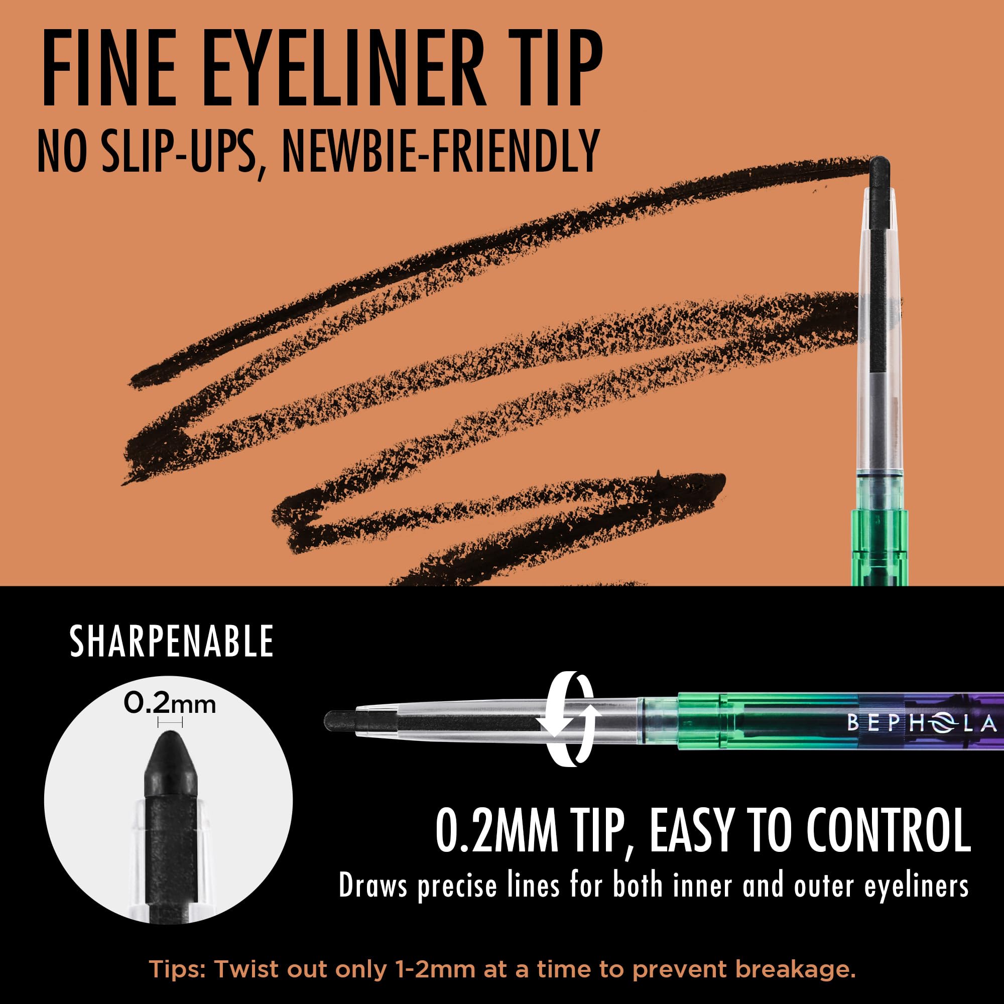 BEPHOLAN built-in sharpener keeps sharp, clean lines for any look.