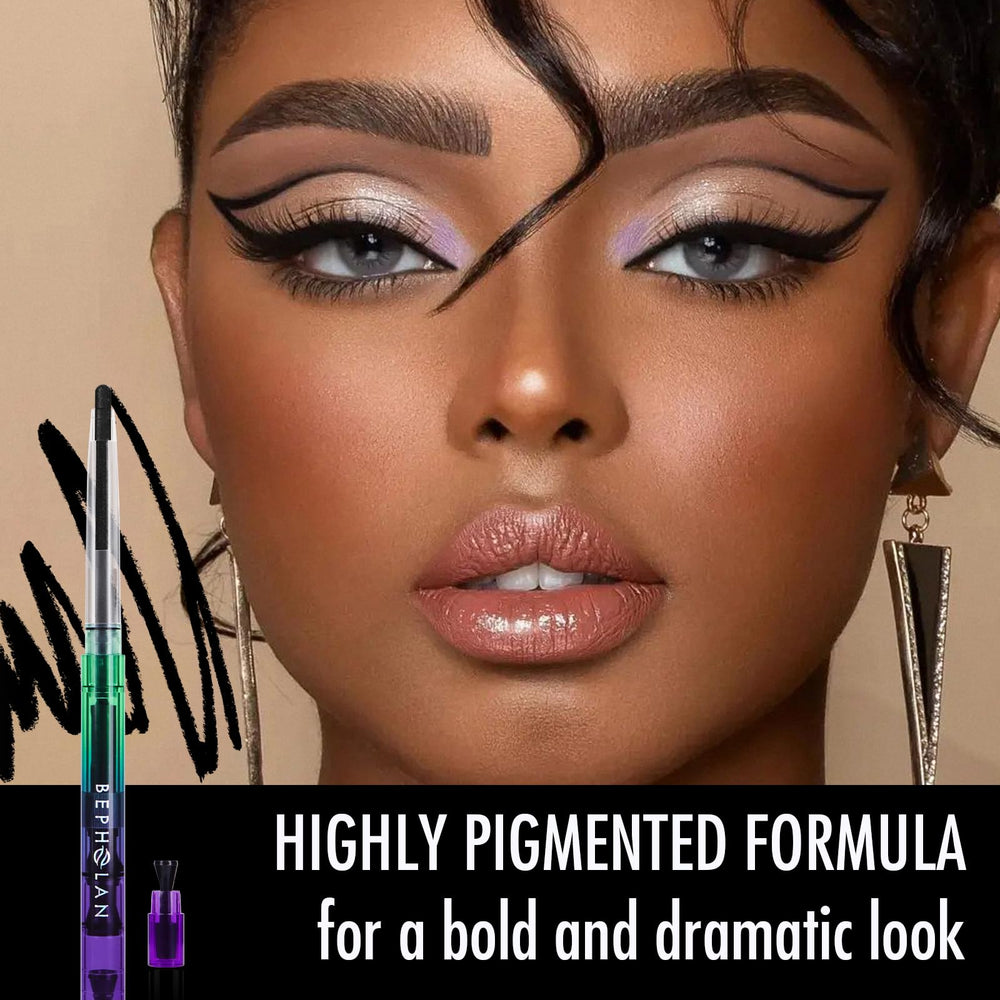 BEPHOLAN waterproof eyeliner demonstrates smudge-proof formula for all-day wear.
