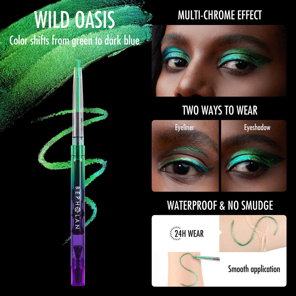 BEPHOLAN Chameleon Eyeliner Wild Oasis waterproof test demonstrates smudge resistance