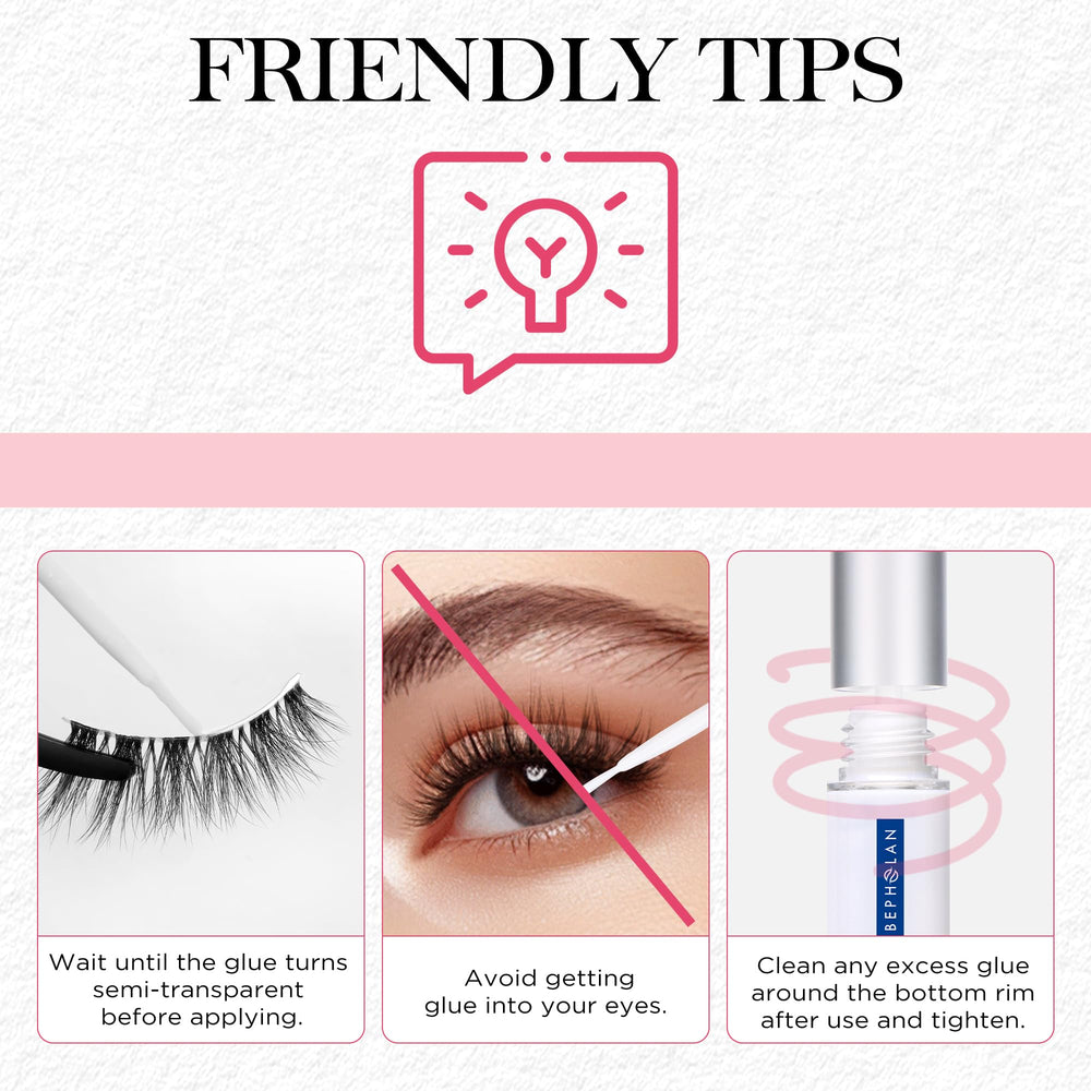 BEPHOLAN eye-safe adhesive suitable for sensitive eyes during active days.