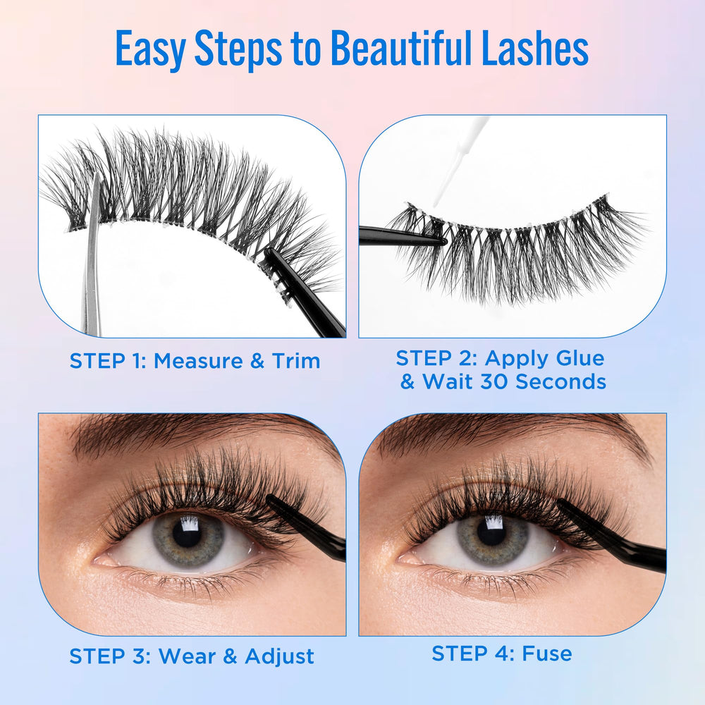 Bepholan Eyelashes come with a flexible transparent band for quick, comfortable application.