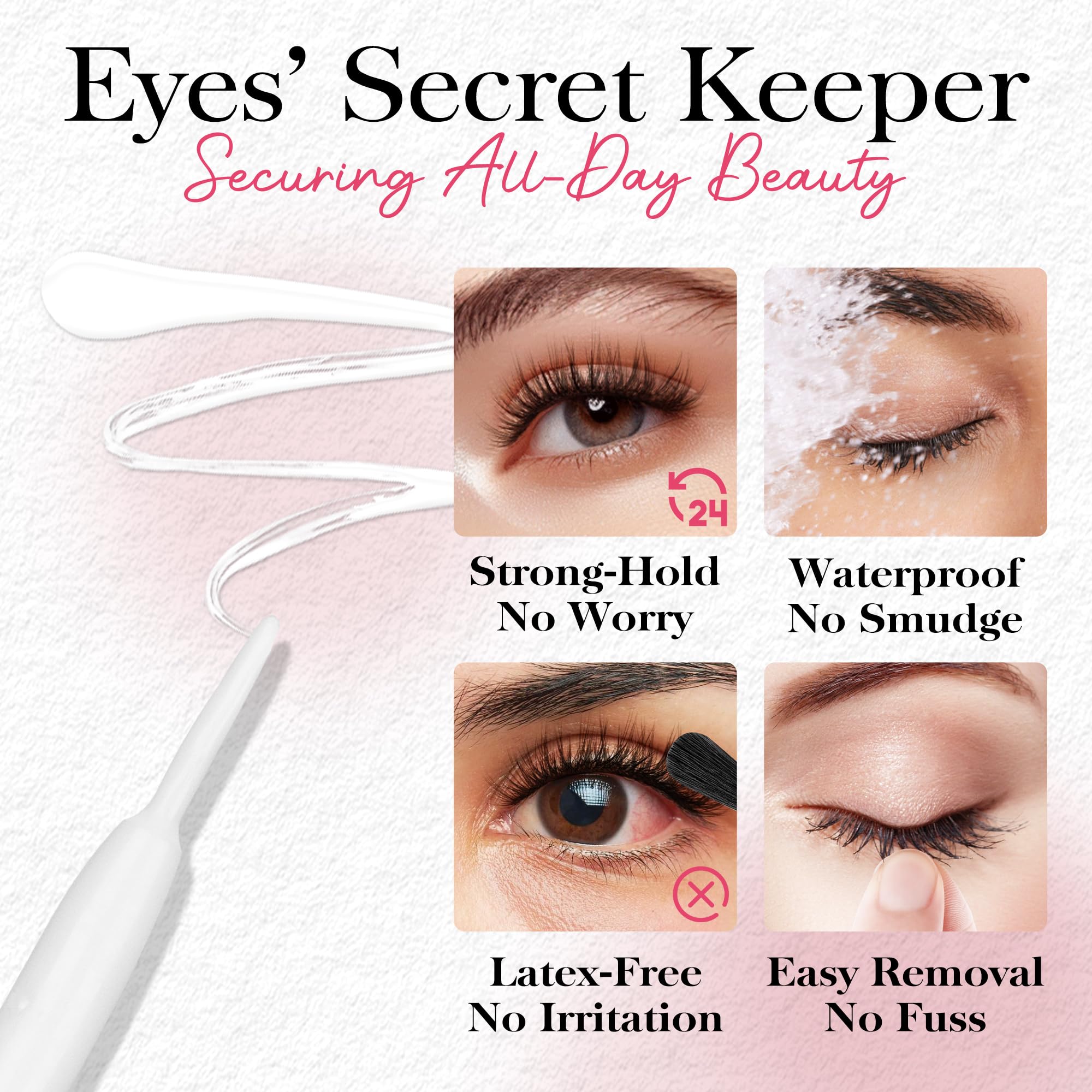 BEPHOLAN latex-free hypoallergenic glue safe for sensitive eyes.