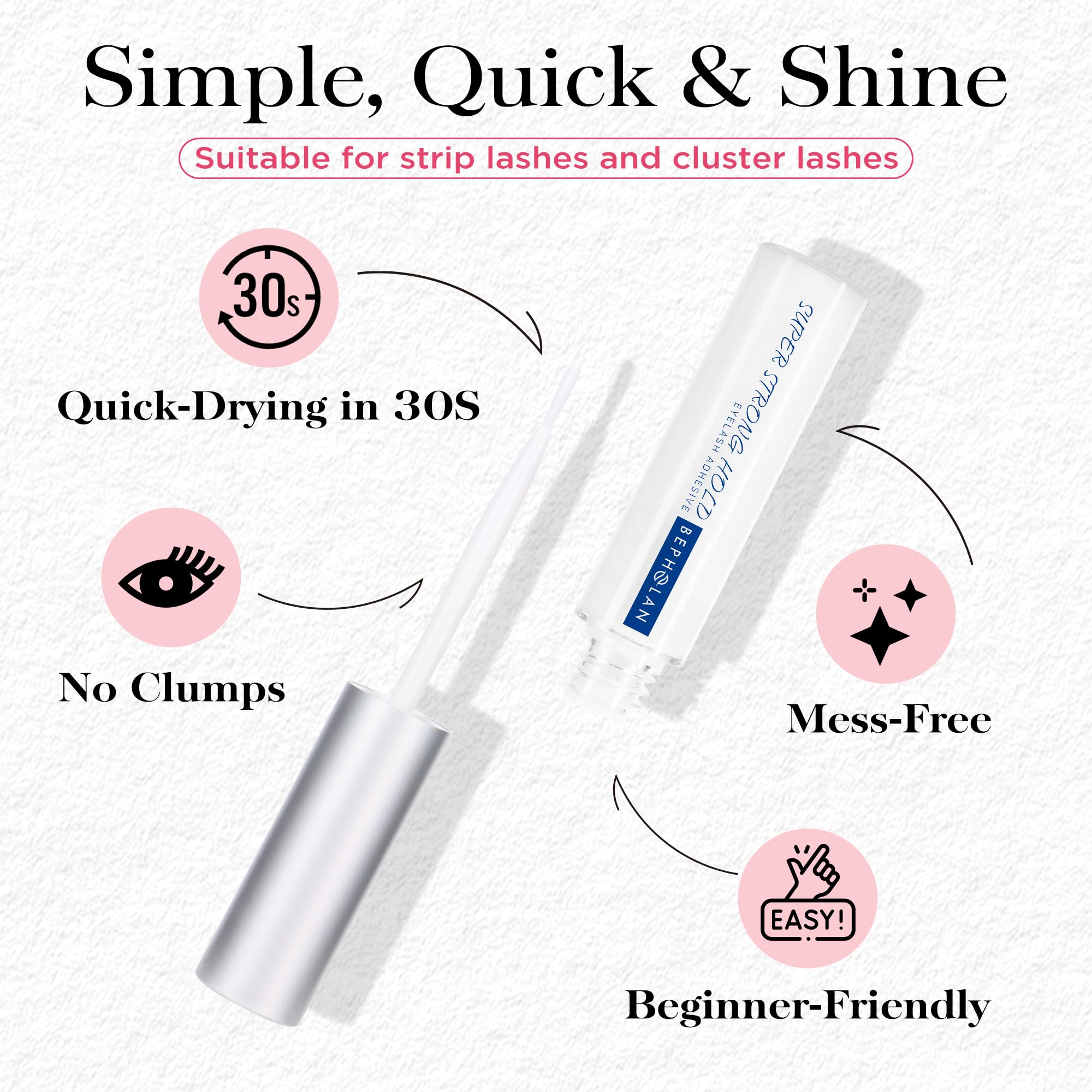 BEPHOLAN waterproof and sweatproof lash adhesive in action outdoors.