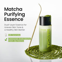 beplain Matcha Catechin Essence applying to face for refreshed look