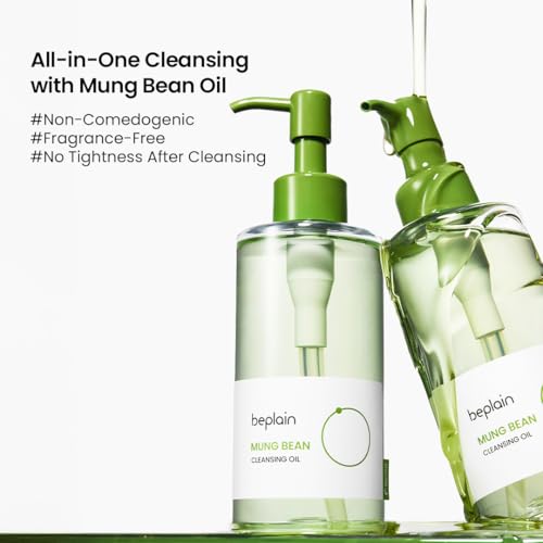 Beplain Mung Bean Cleansing Oil hand application shows lightweight texture.