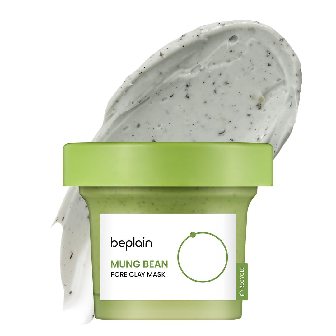Beplain mung bean pore clay mask in use to purify pores and refresh skin.