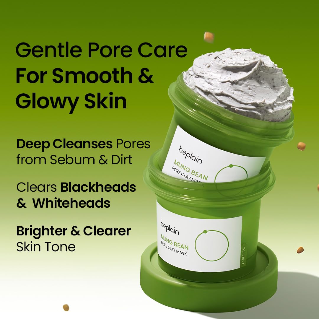 Beplain mung bean pore clay mask packaging ready for daily routine.