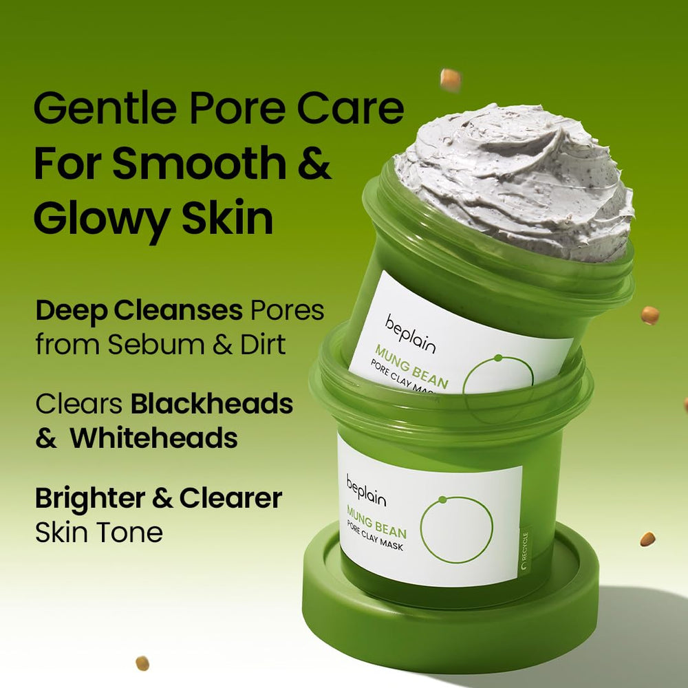 Beplain mung bean pore clay mask packaging ready for daily routine.