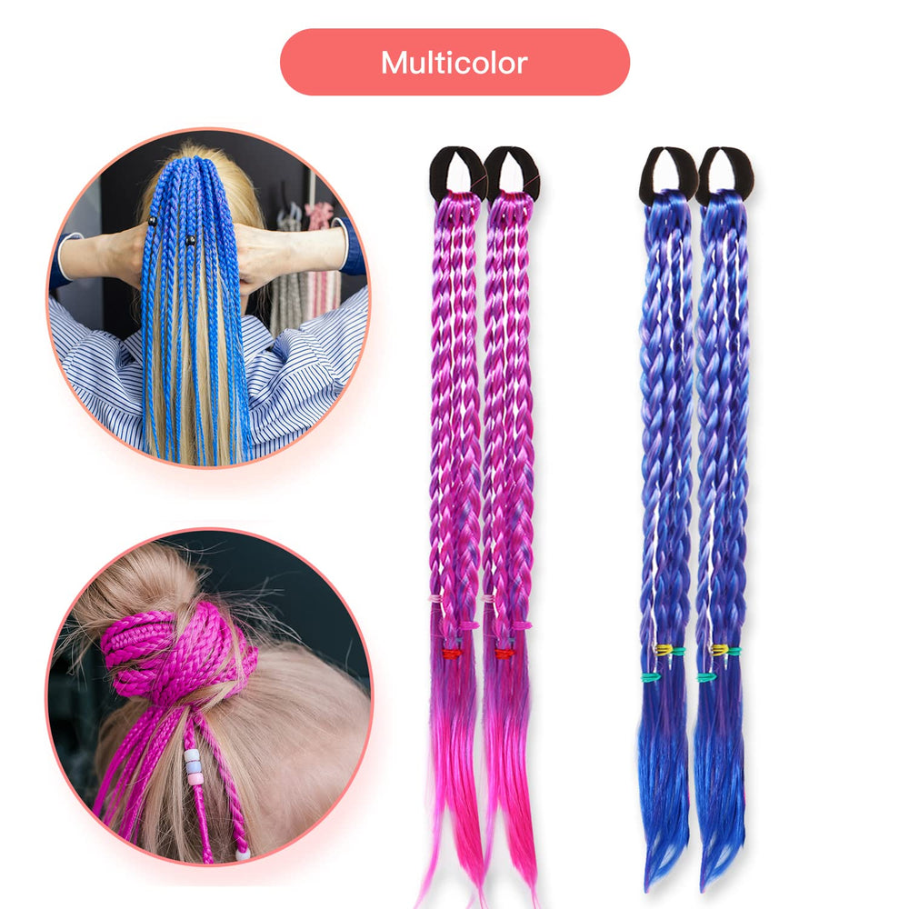 Soft microfiber texture makes Berchaoki rainbow braids feel smooth.