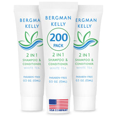BERGMAN KELLY hotel 2-in-1 bottle with White Tea scent for guest rooms.
