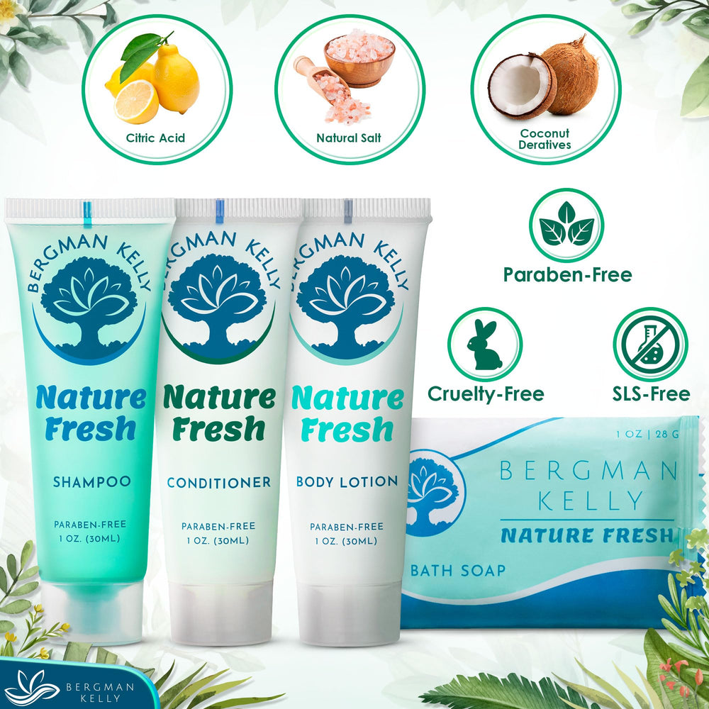 BERGMAN KELLY Nature Fresh shampoo bottles for guest showers