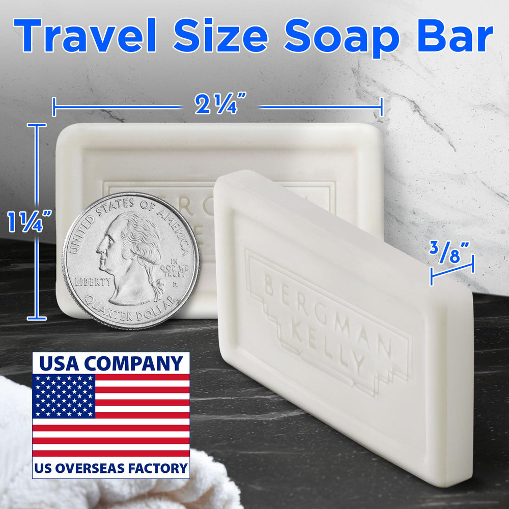 Individually wrapped BERGMAN KELLY soap bars ensure hygiene in guest bathrooms