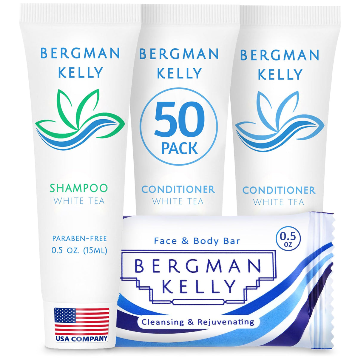 BERGMAN KELLY rectangular hotel soap bars with white tea scent offering refreshing guest hygiene