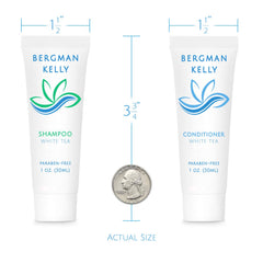 BERGMAN KELLY shampoo 1oz bottle with white tea scent for refreshing stays