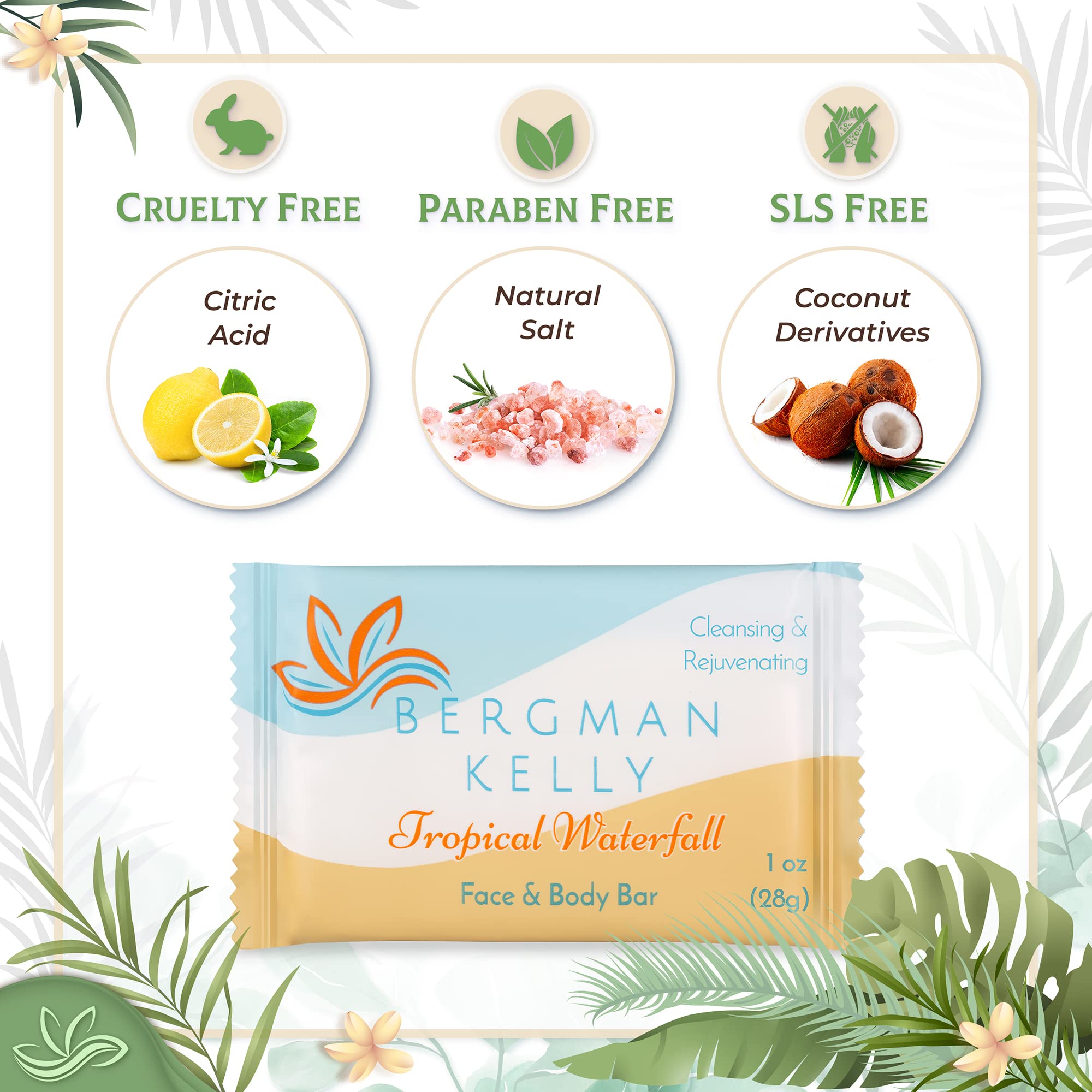 BERGMAN KELLY individually wrapped soap bars ensuring hygiene and freshness.