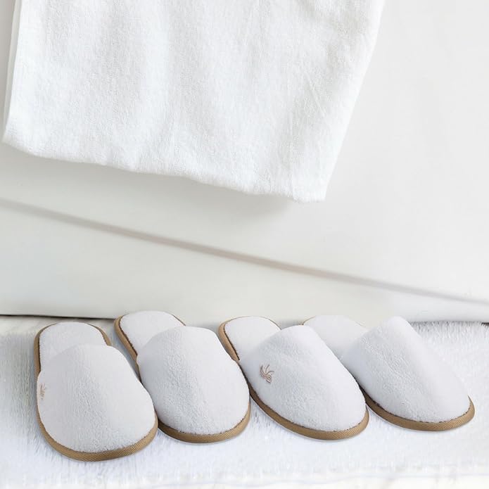 BERGMAN KELLY gray-textured spa slippers add modern style and comfort for guests