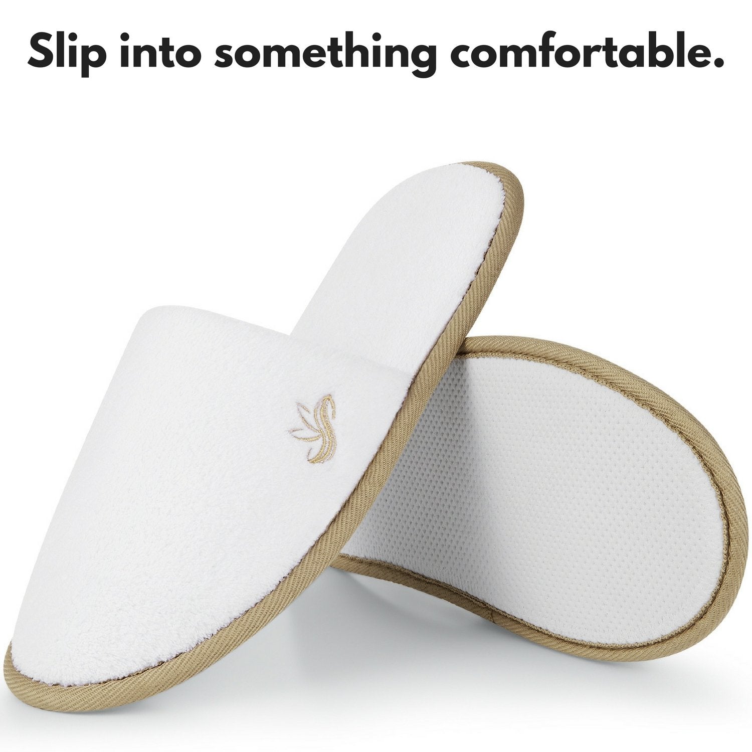 BERGMAN KELLY quilted white spa slippers for spa and home use
