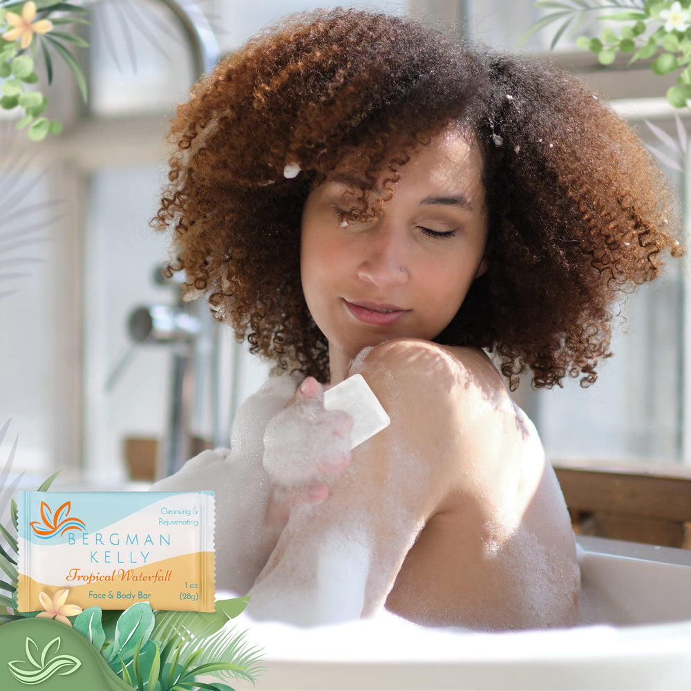 BERGMAN KELLY travel-size hotel soap, easy to replenish in guest bathrooms.