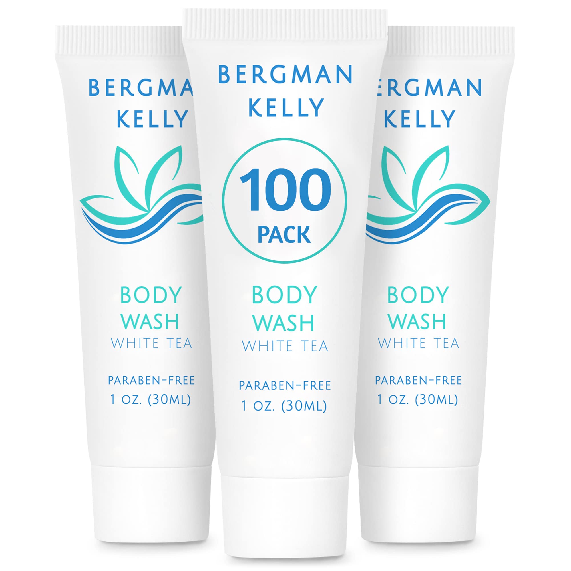BERGMAN KELLY travel size body wash front view highlights compact hotel-friendly size for guests