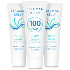 BERGMAN KELLY travel size body wash front view highlights compact hotel-friendly size for guests